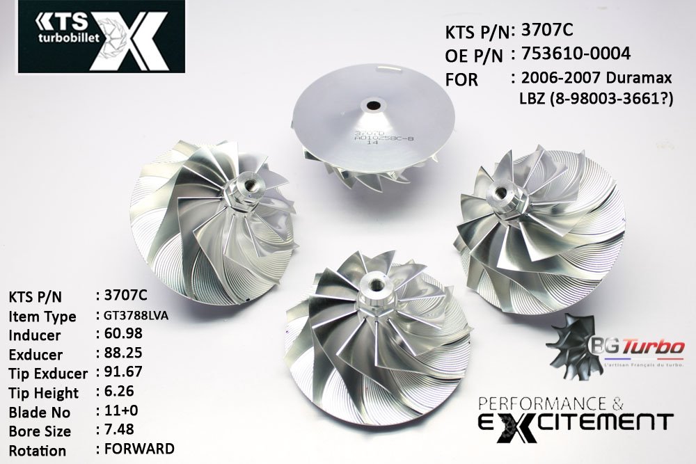 Turbo ROUE FORGÉE MFS PERFORMANCE - 11+0 PALES - INDUCER : 60,98 - EXDUCER : 88,25 - TYPE : GT3788LVAANGLE : 55° - ROTATION : Forward - SUPER BACK : 5,3 - BORE SIZE : 7,48

